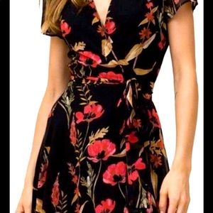 Yumi Kim black floral wrap dress